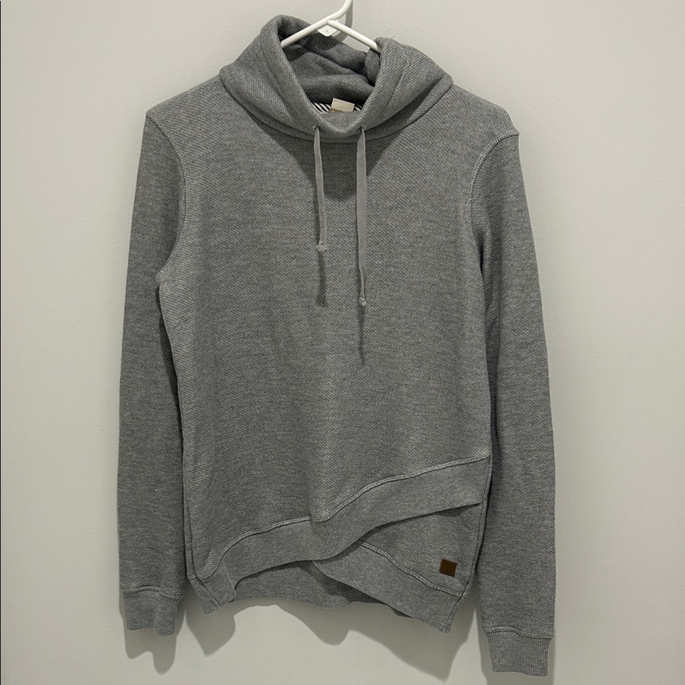Gray Funnel Neck Hoodie with Drawstrings | Roxy